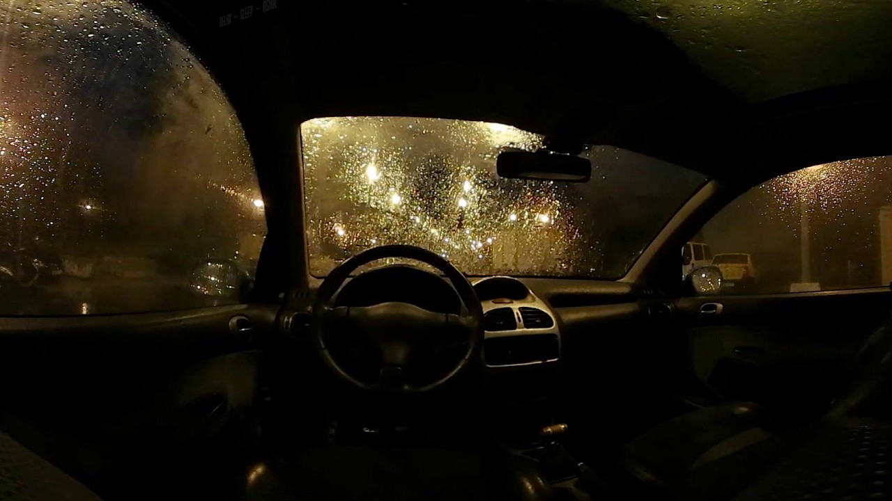 Rain on a Car at Night with Wind and Soothing Sounds for Relaxation and Sleep - 10 Hrs VR 360 Video