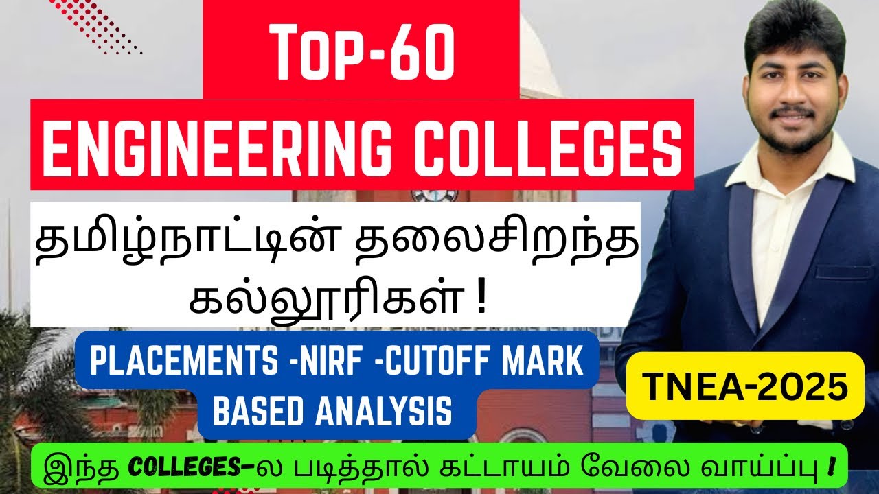 🏅TOP 60 Engineering Colleges of Tamilnadu|Based on Placements Report & Cutoff|Dineshprabhu|TNEA-2025