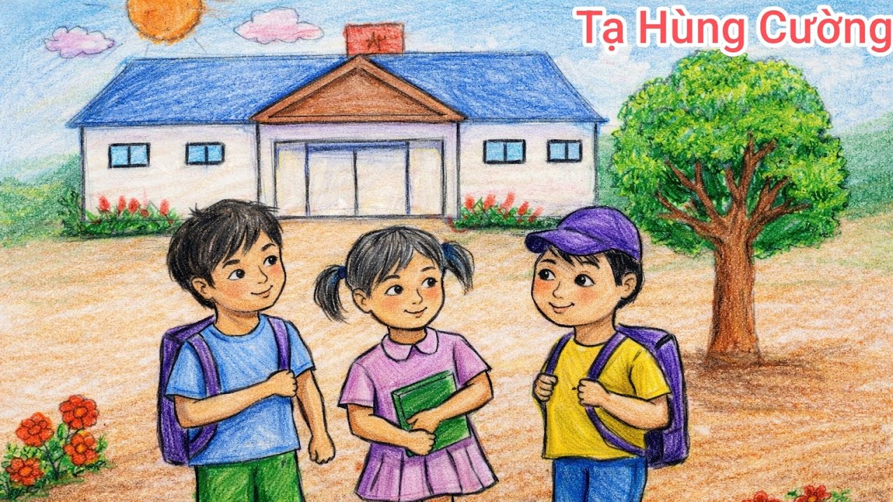 Thử vẽ Tranh Đi Học