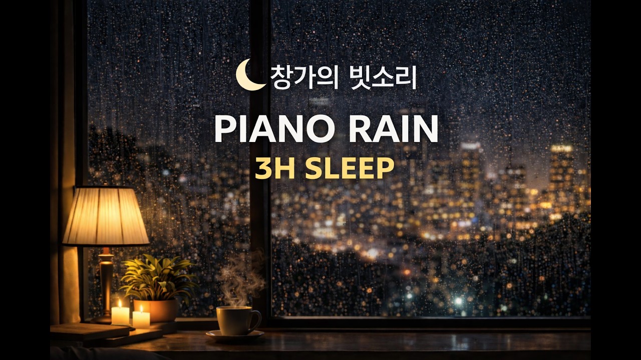 창가의 빗소리 | Soft Sleep Piano + Window Rain | Deep Sleep (3 Hours)