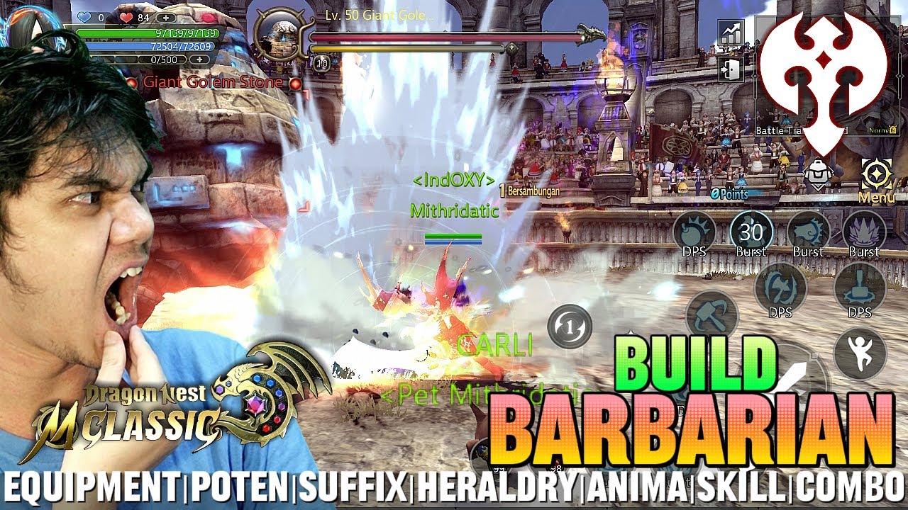 BUILD BARBARIAN Lv.50 | LENGKAP DENGAN GEAR,SKILL,ANIMA,ROTASI SKILL - DRAGON NEST M: CLASSIC