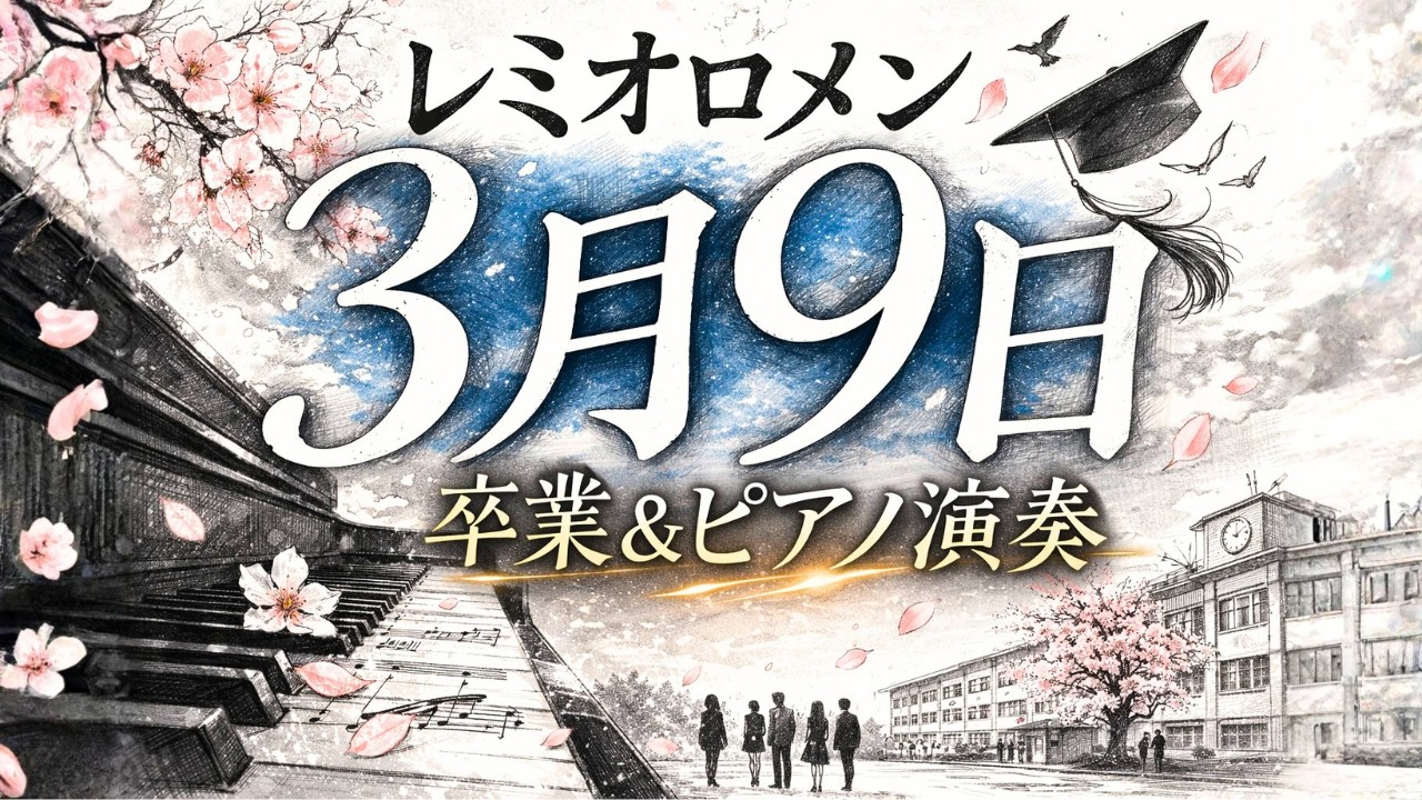 『3月9日 / レミオロメン』歌詞付き！ピアノソロ演奏  BGM 作業用 勉強用 睡眠用 癒し ヒーリング 卒業