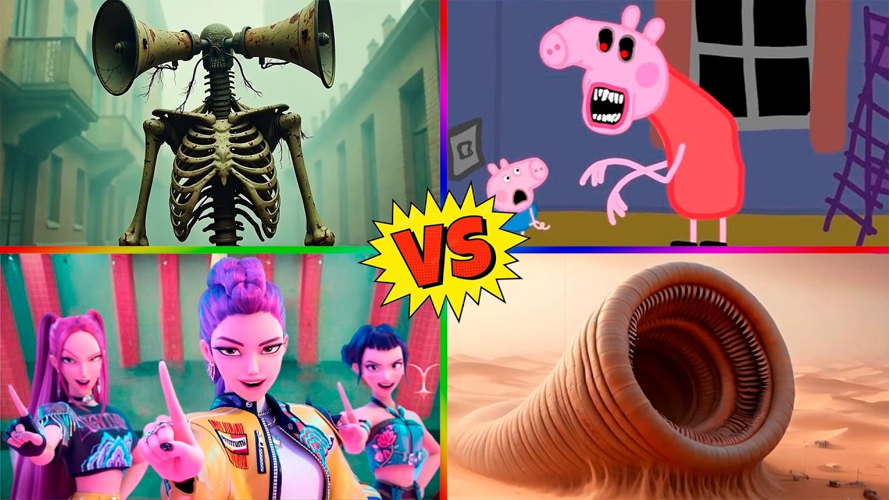 Siren Head 🆚 PEPPA PIG EXE 🆚 Erosion Worm 🆚 Kpop demon hunter 🎵Who is win Tiles Hop EDM Rush