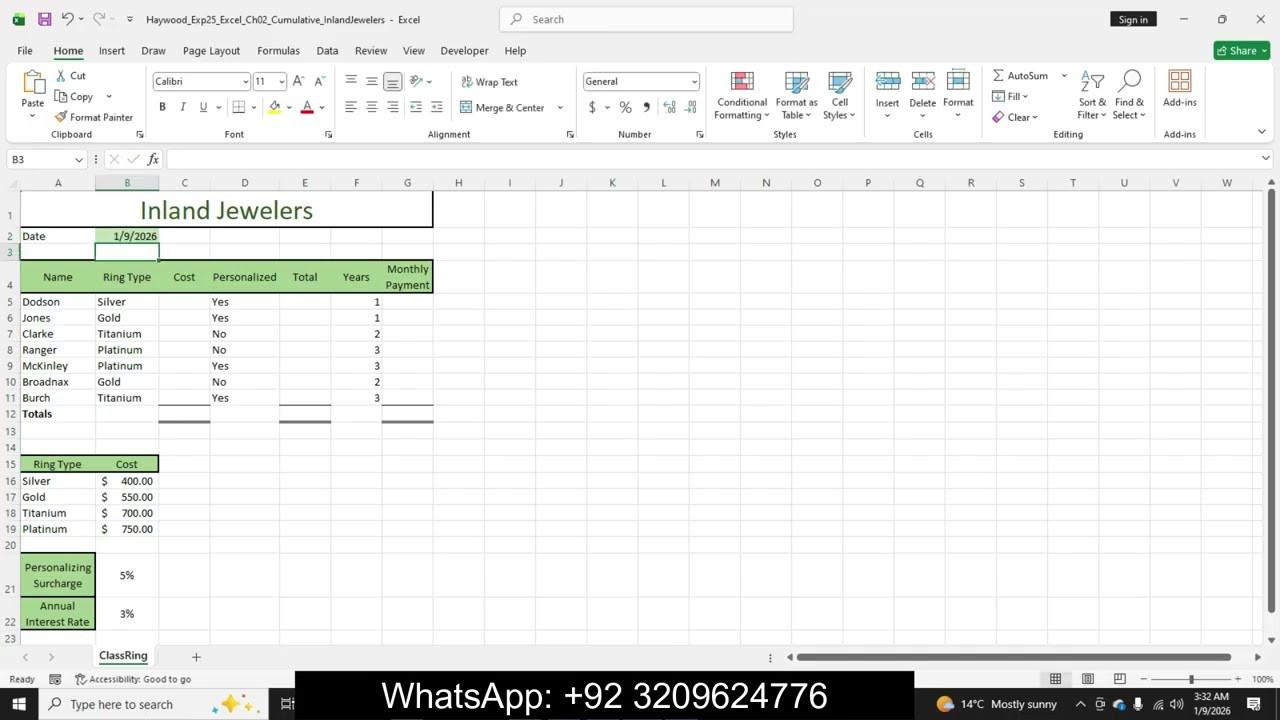 Exp25_Excel_Ch02_CumulativeAssessment - Inland Jewelers 1.1 | Exp25 Excel | Myitlab Solution Serv...