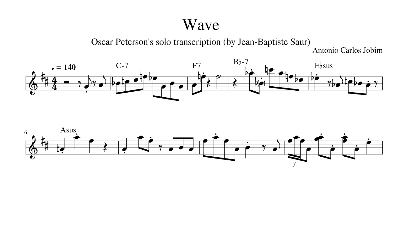 Wave - Oscar Peterson's solo transcription
