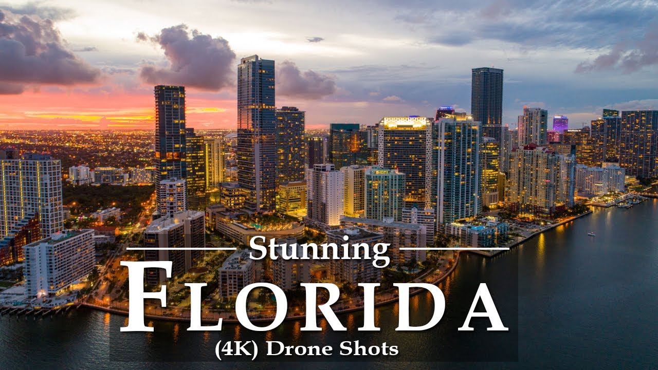 Miami Florida {4K Drone Movie} Stunning Night View | Miami Beach - USA 🇺🇸 60fps, Skyline UHD