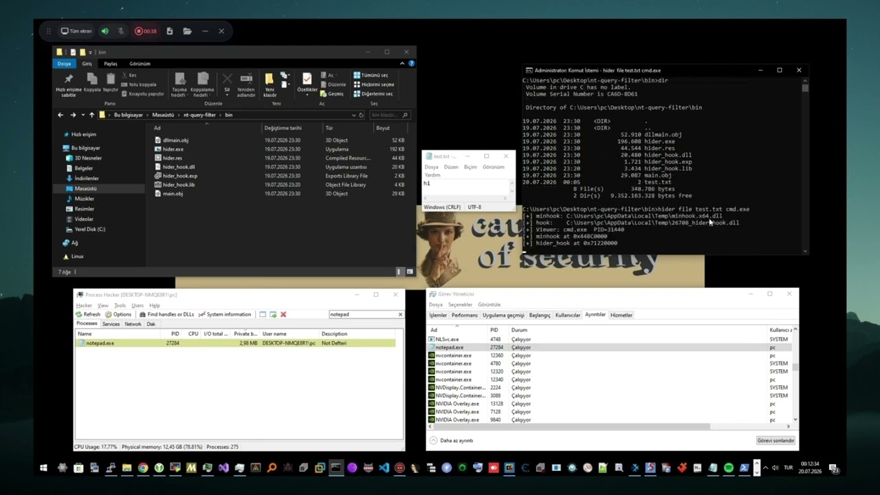 User-Mode Process & File Hiding &mdash; NtQuerySystemInformation Hook (No Driver)