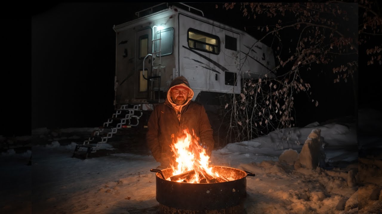 Solo Truck Camping on a Freezing, Windy, Winter Night