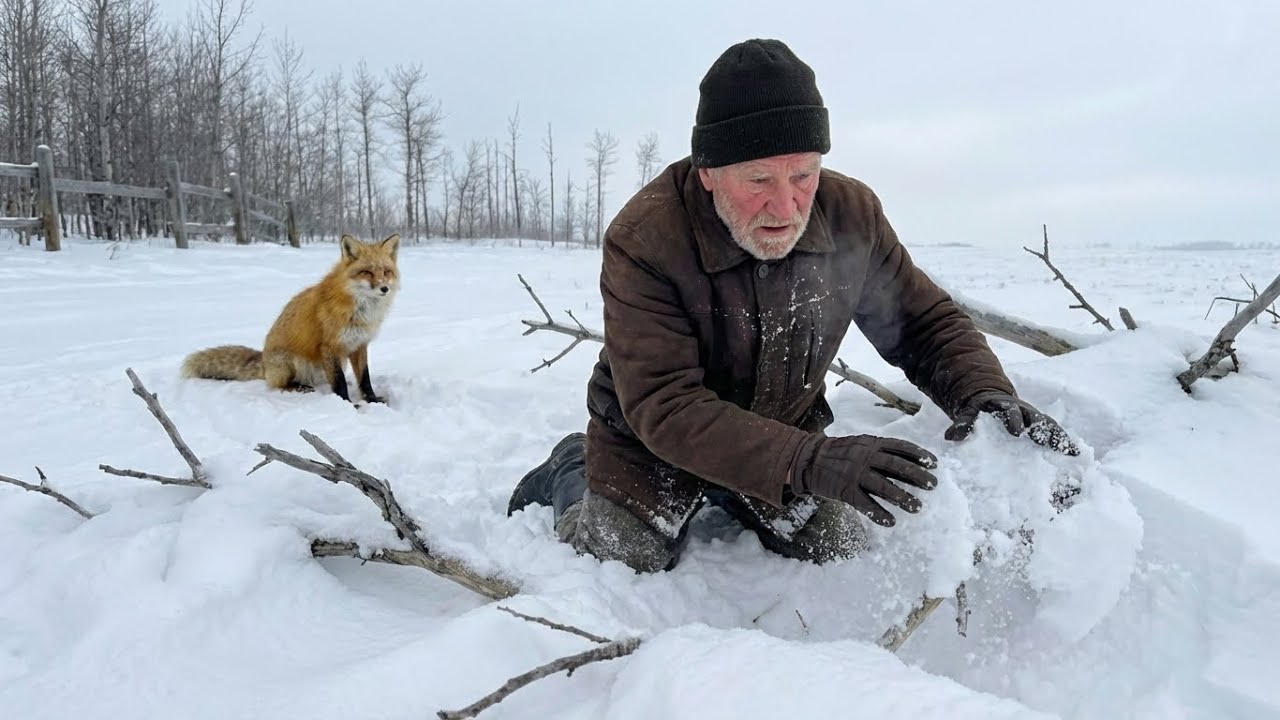 Bei -60°C öffnete ein alter Mann seine Tür für einen sterbenden Fuchs… Tage später verstand er warum