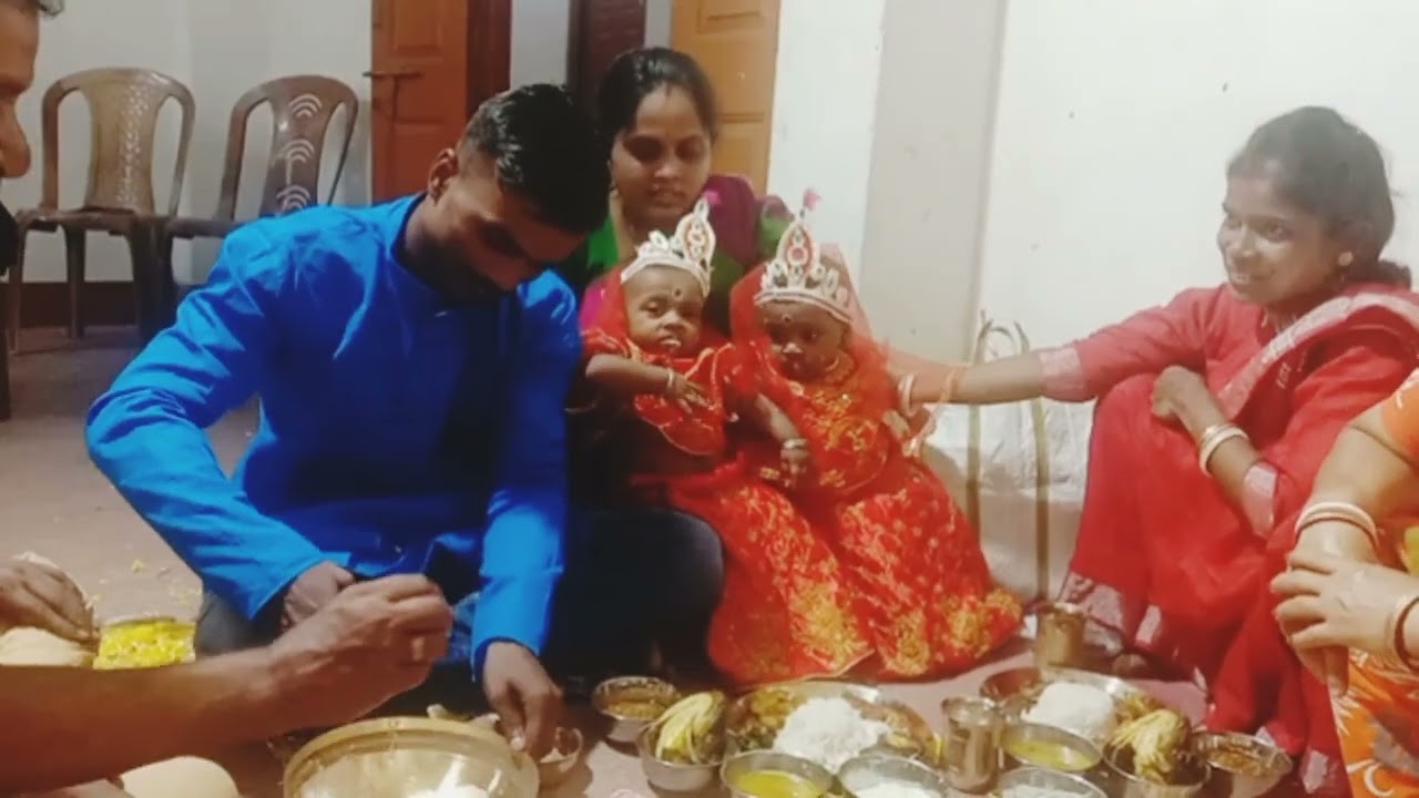 চিনি মিষ্টি নানী মুখ শুভ অন্নপ্রাশন#rice ceremony#twins baby 