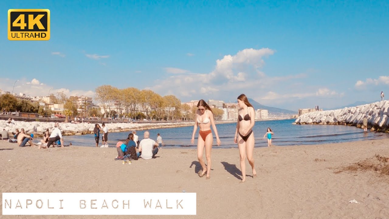 NAPOLI Beach Walk 🏖️ Rotonda Diaz ☀️ April 2023 🇮🇹 4K UHD
