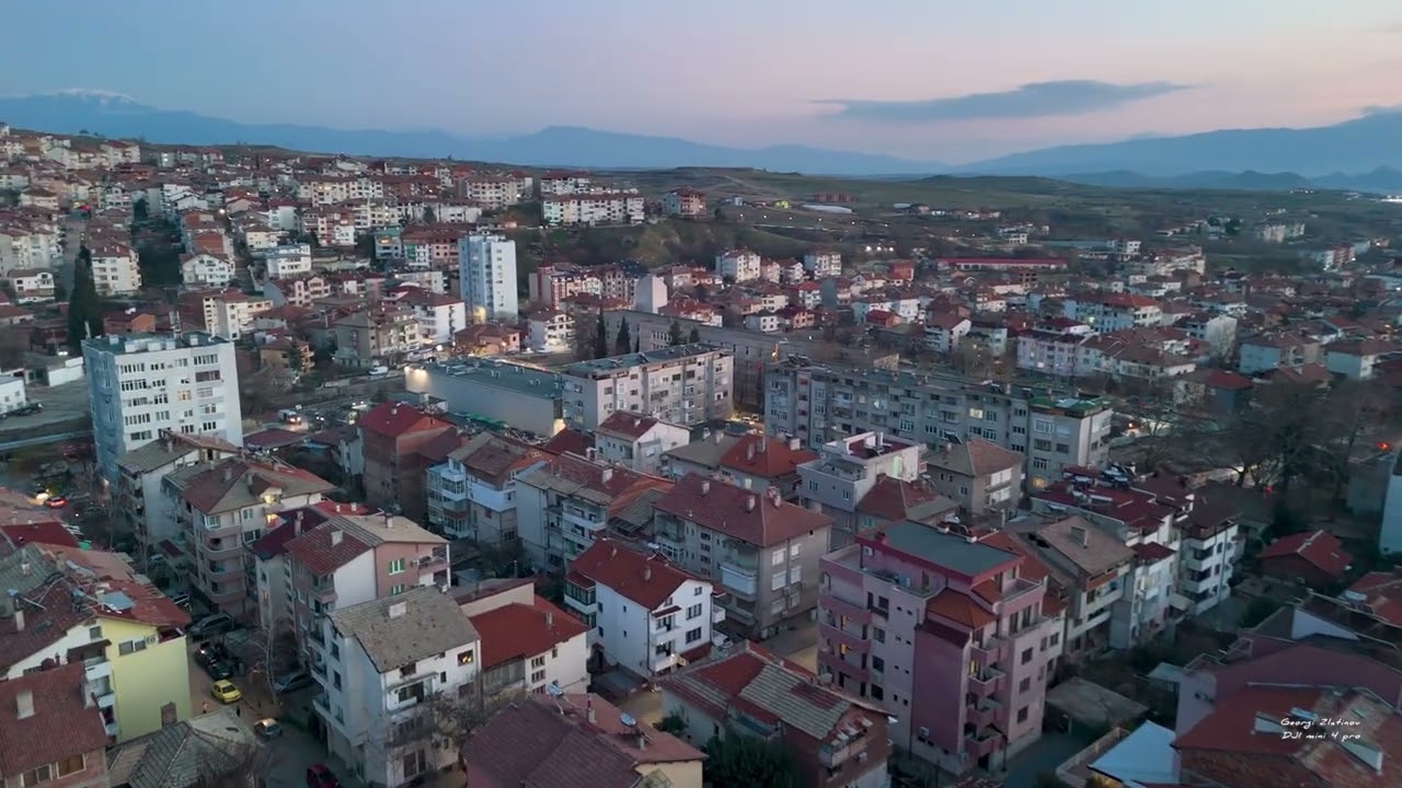Sandanski- drone view , sunset