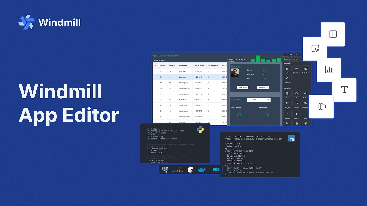 Windmill.dev Demo — Редактор приложений