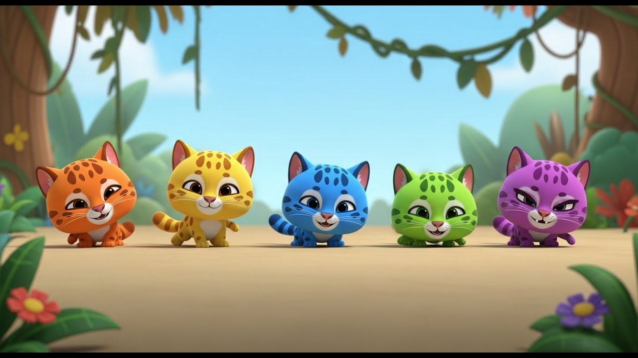 Five Little Ocelots Sneak Sneak Sneak | Jungle Adventure & Animal Songs for Kids