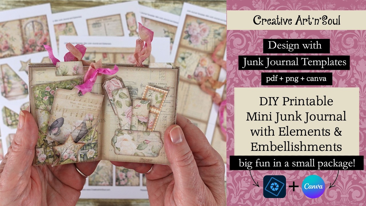 DIY Printable Mini Junk Journal with Elements & Embellishments