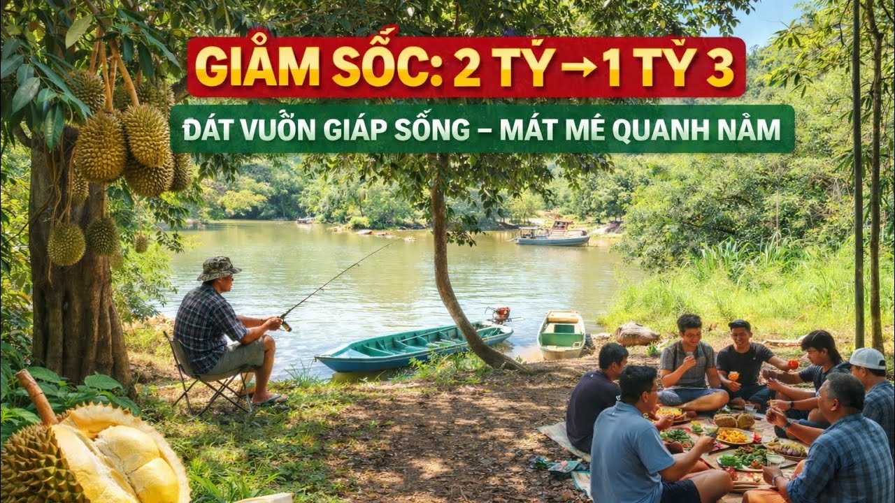 Giảm sốc từ 2 tỷ xuống 1 tỷ 3 đất vườn giáp sông mát mẻ trong lành ở định quán đồng nai 