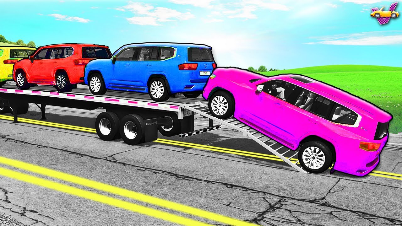 Colorful Happy Loaded Truck vs REVERSED Speed Bumps – Weird Bounce Fails – BeamNG Ep.4 💣