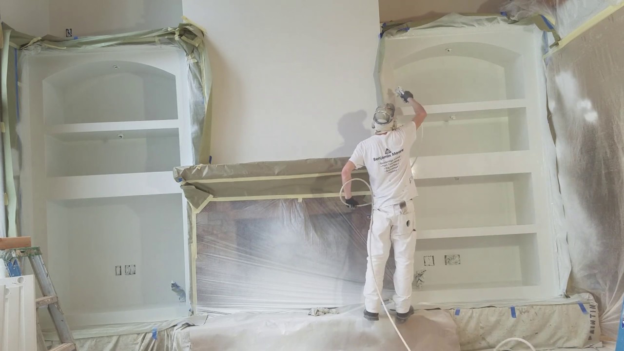 How Professionals Spray Paint Built In Cabinets, using Cabinet Coat by Insl-x.
