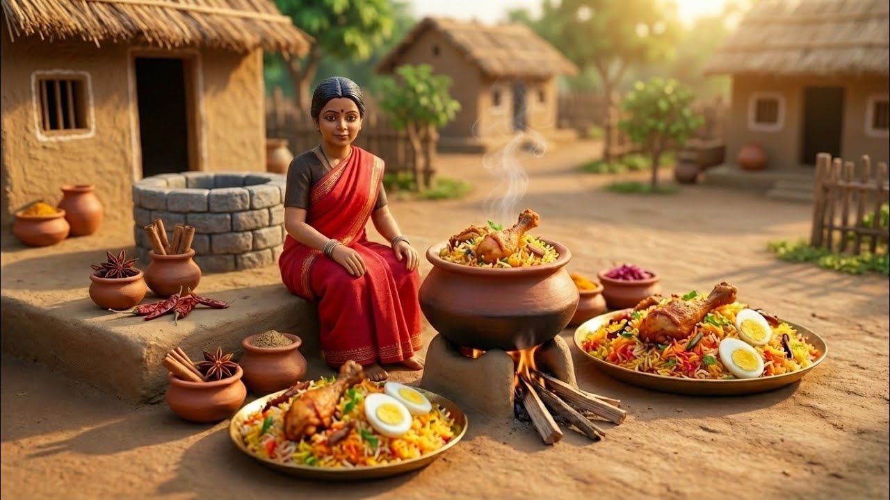 Miniature Village Chicken Biryani Cooking 🍗🍚 | Traditional Clay ASMR | Peaceful Indian Village Life