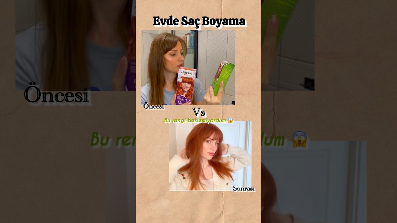 Evde sa&ccedil;ımı bakıra boyadım 😱 #evdesa&ccedil;boyama #sa&ccedil;boyama #sa&ccedil;bakımı #keşfet #makeup #hair #hairstyle