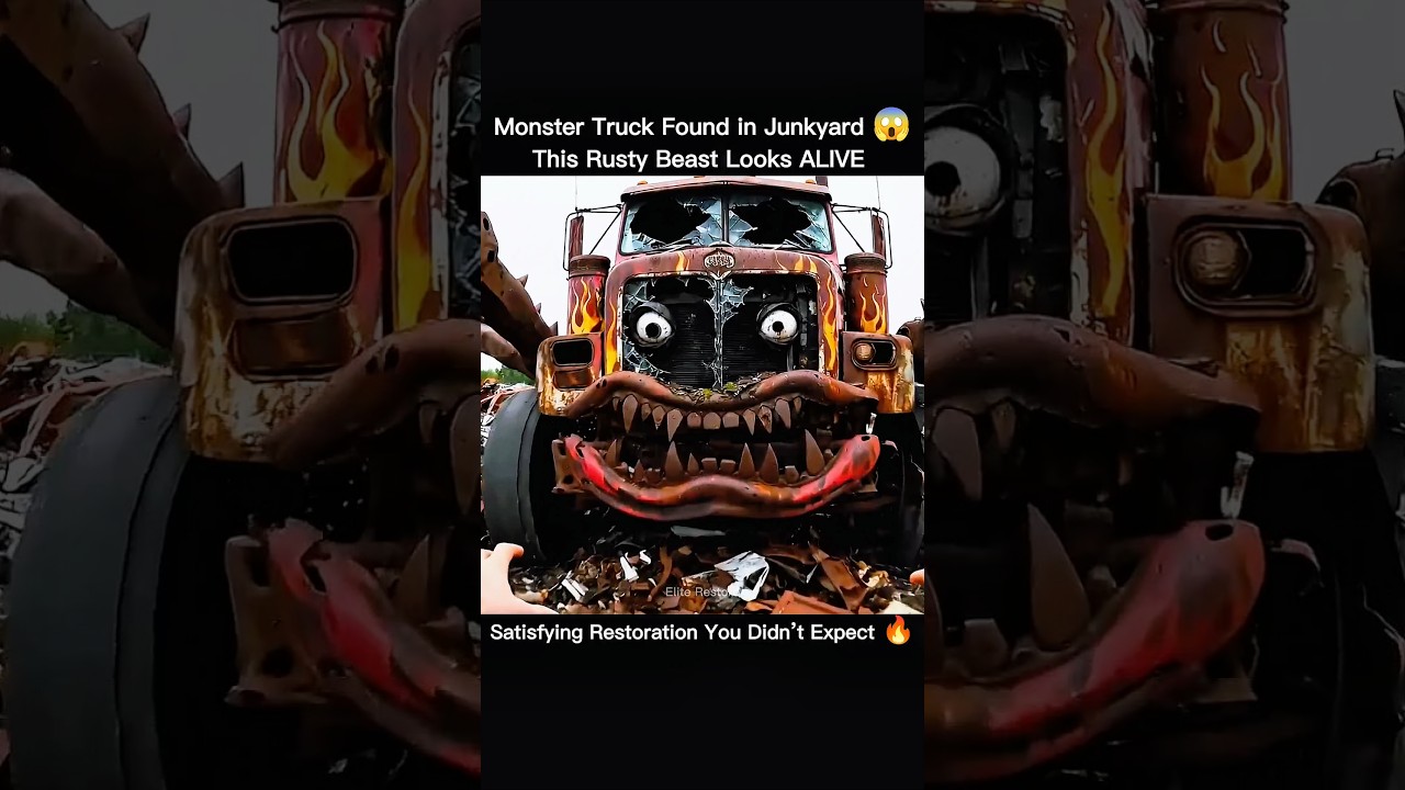 Monster Truck Found in Junkyard 😱 This Rusty Beast Looks Alive 😳 #restoration #monstertruck #asmr