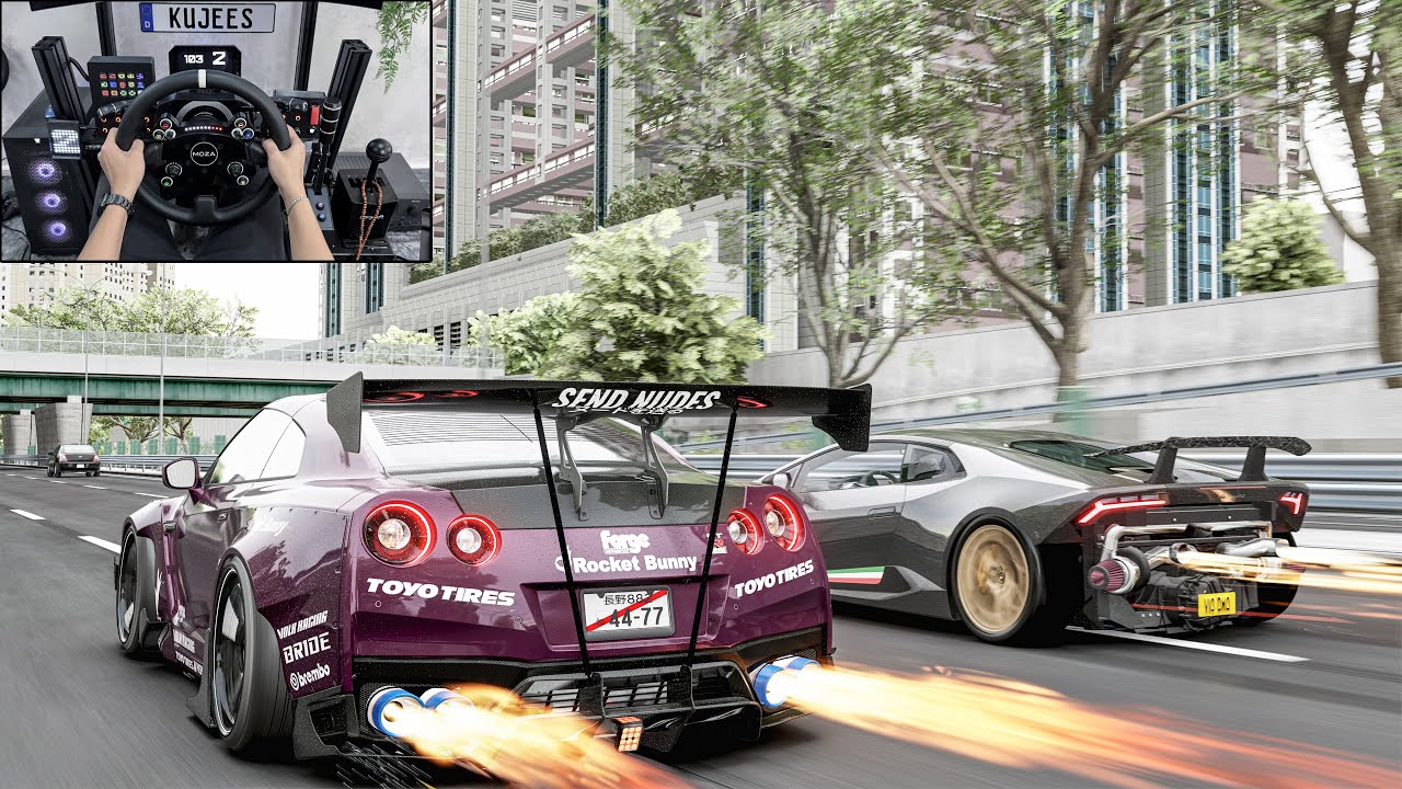 Nissan GTR 1015HP & LAMBORGHINI Huracan Performante 975HP - Assetto Corsa | Steering Wheel Gameplay