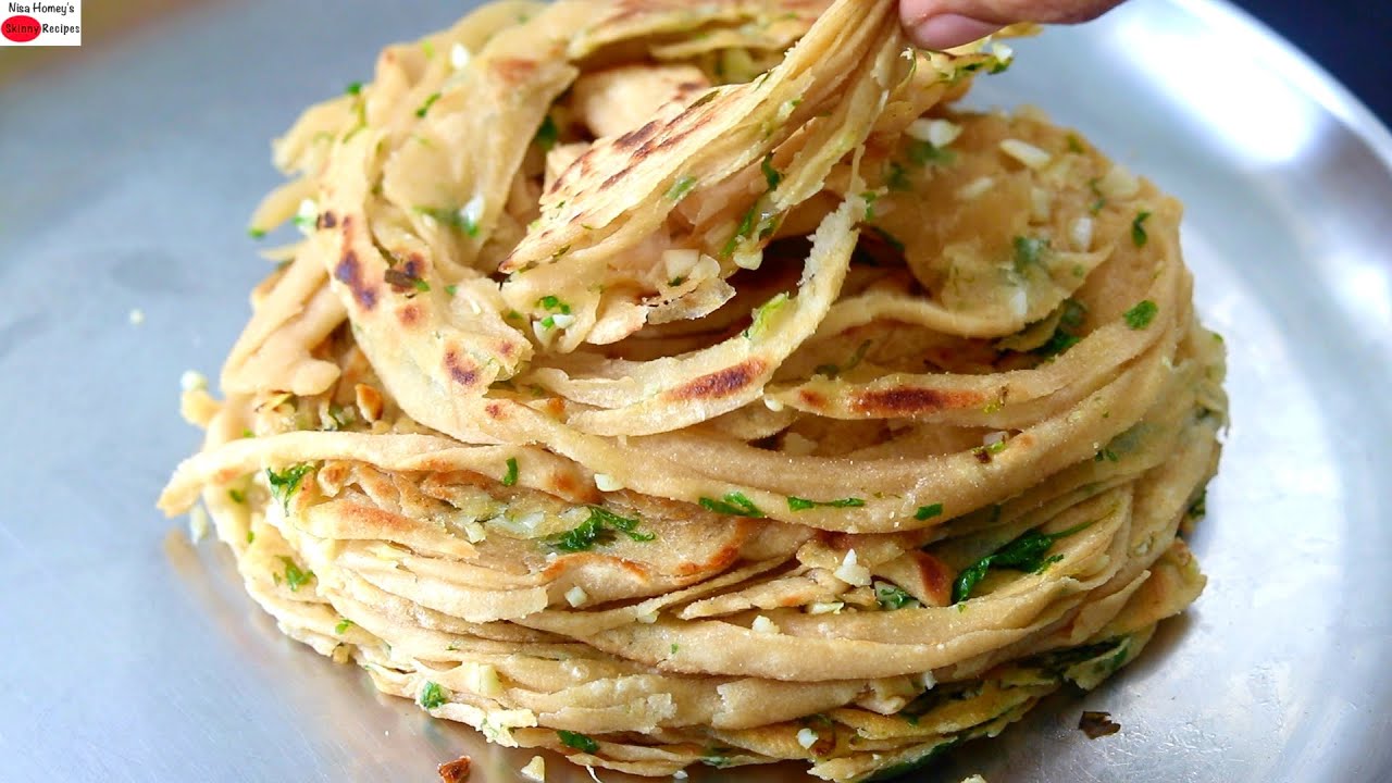 Chilli Garlic Paratha - Multilayered Garlic Paratha - Parotta Recipe | Garlic Bread | Skinny Recipes