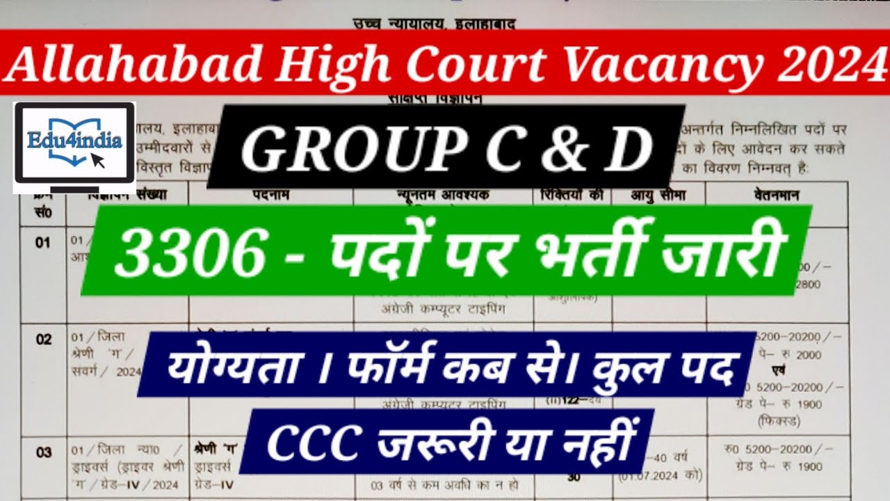 Allahabad High Court Vacancy 2024 Notification l Group C and D l #allahabadhighcourtvacancy2024