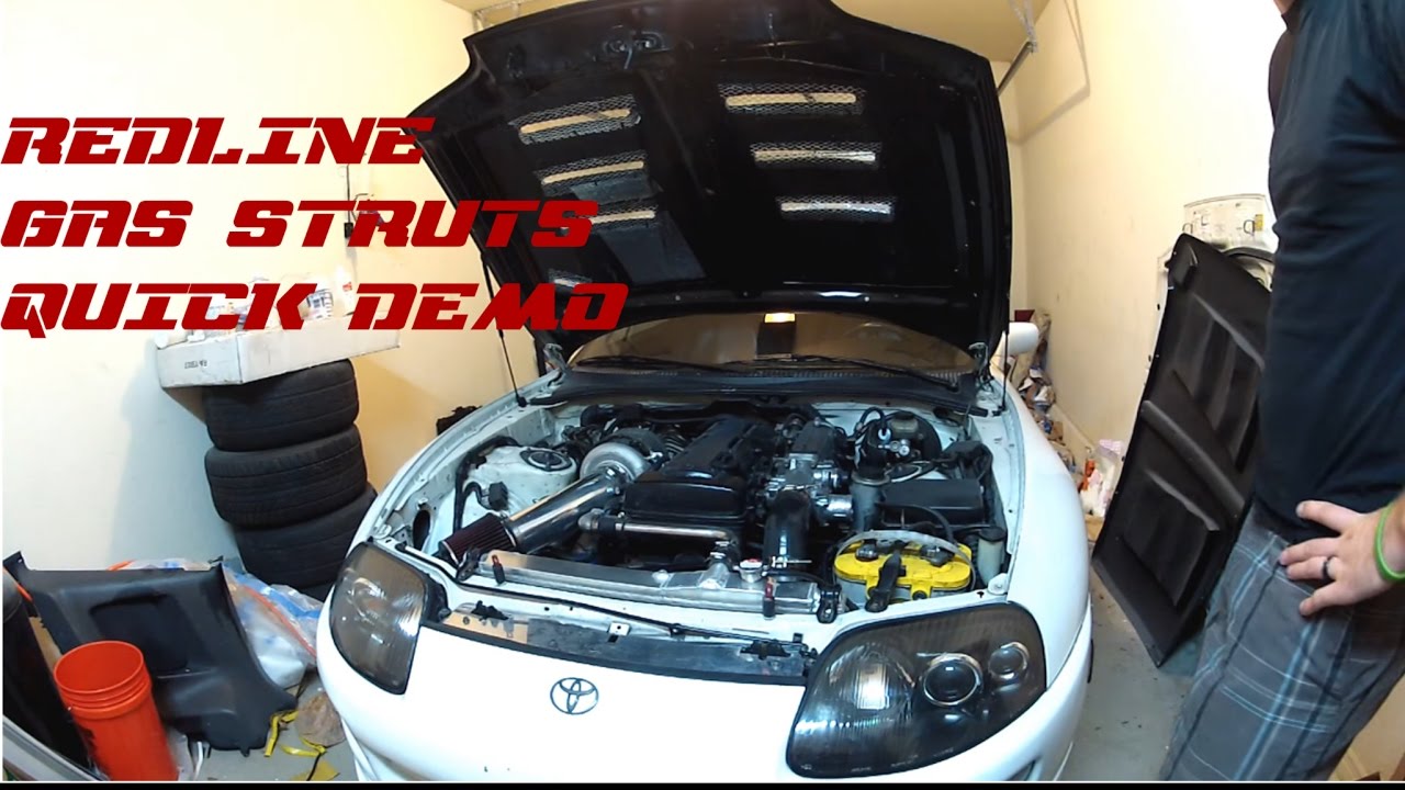 Carbon hood with gas struts. Toyota Supra