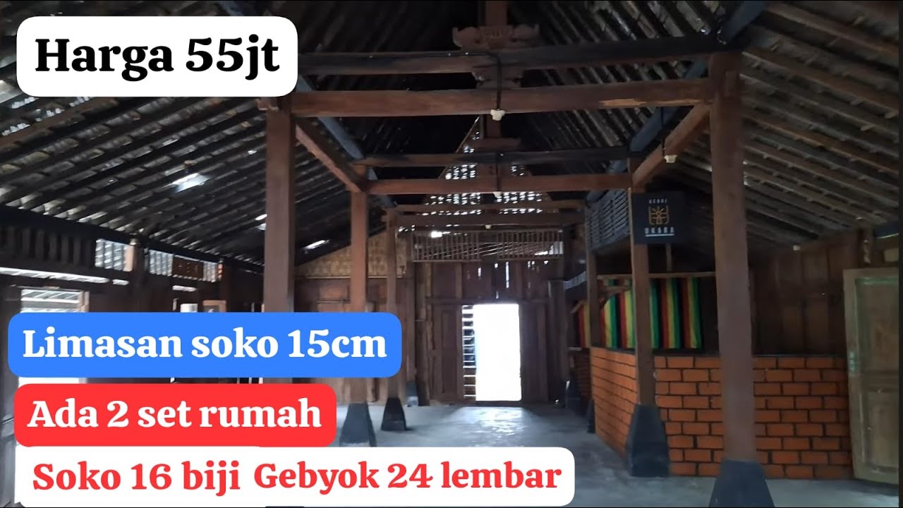 Dijual Rumah limasan jawa  soko 15cm gebyok ada 24 lembar. Kondisi 95 % Sehat. Siap di set ulang.