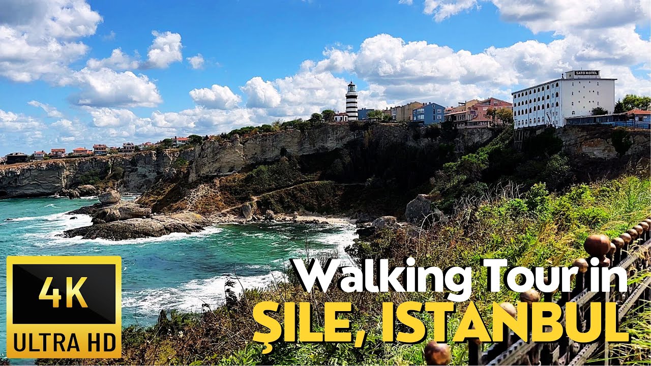 Walking Tour in Şile - Istanbul with Amazing View of Black Sea | Location of Turkish Series | 4K UHD