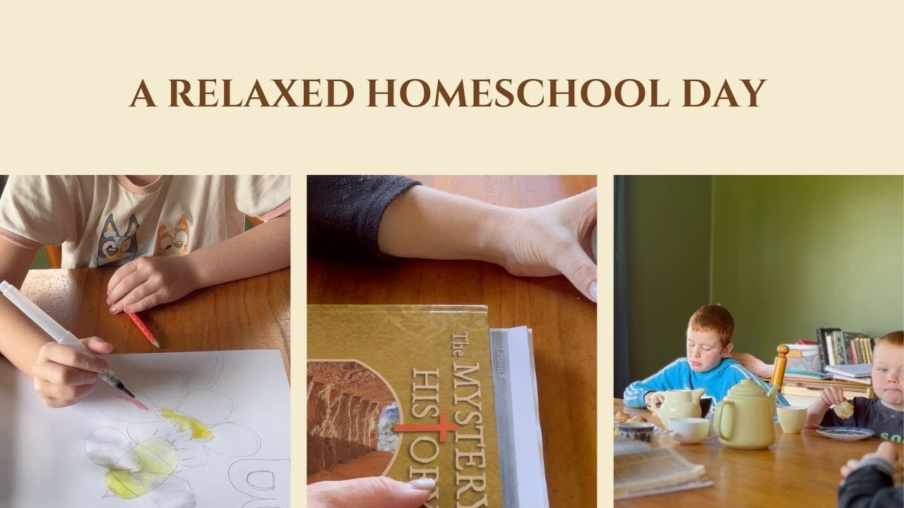 A relaxed homeschool day/large family homeschool routine.