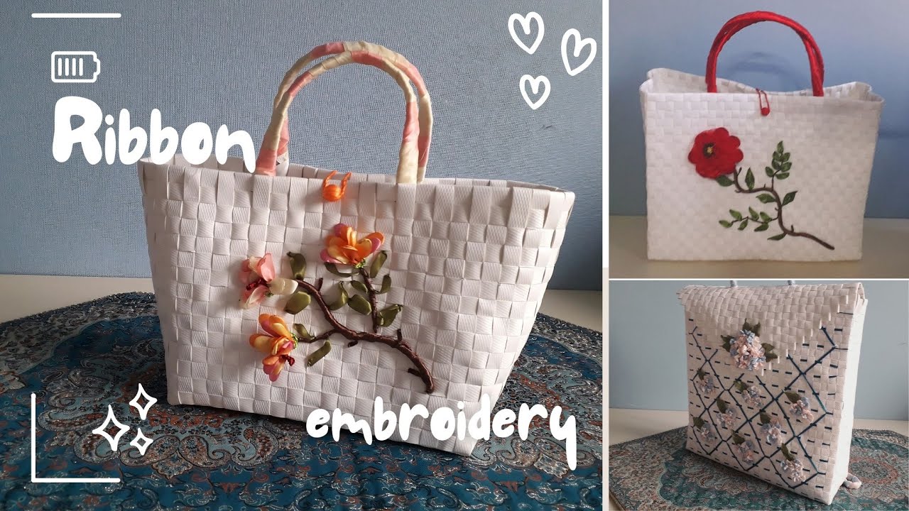 How to Make a Gorgeous Ribbon Embroidery on a Woven Straw Bag (Part 1)