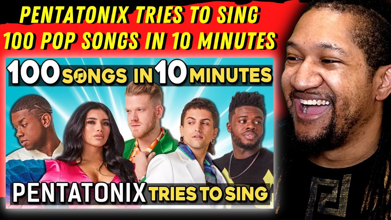 AUTO HARMONIES!? | Reaction to Pentatonix Tries To Sing 100 Pop Songs In 10 Minutes Challenge