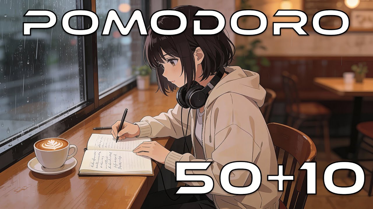 Pomodoro 50/10 Timer ☕ 3 Hours Café Deep Work | Lofi Rain Vibes