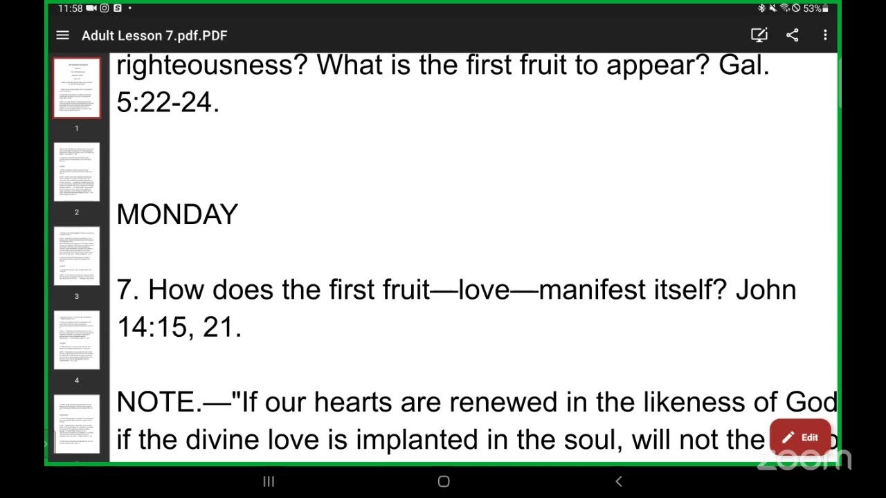 Sabbath School Lesson Review  OG