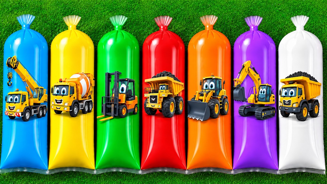 Menemukan Mainan Mobil Kontruksi, Excavator, Tractor, Buldozer, Forklift, Silinder, Crain,Truk Molen