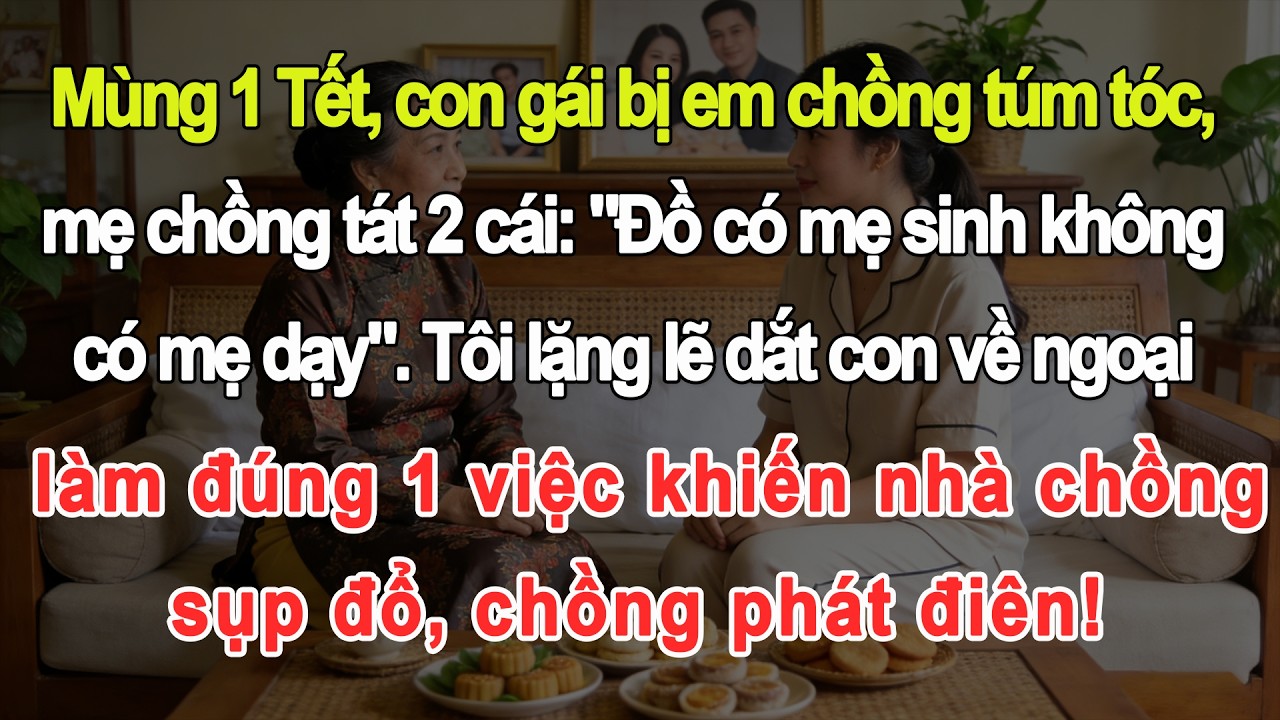 Mùng 1 Tết con gái bị túm tóc, mẹ chồng tát, tôi dắt con về ngoại rồi làm 1 việc khiến họ sụp đổ