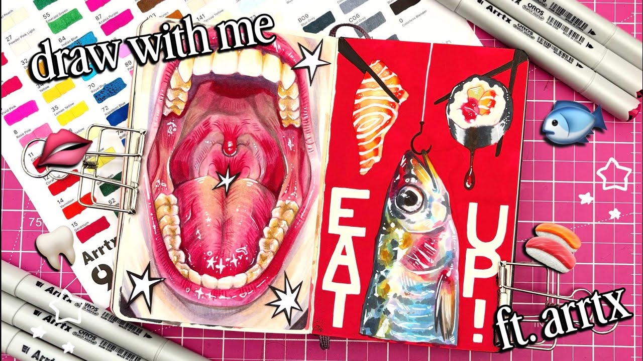 Draw FISH and TEETH with Me! ft. Arrtx 🍣🦷