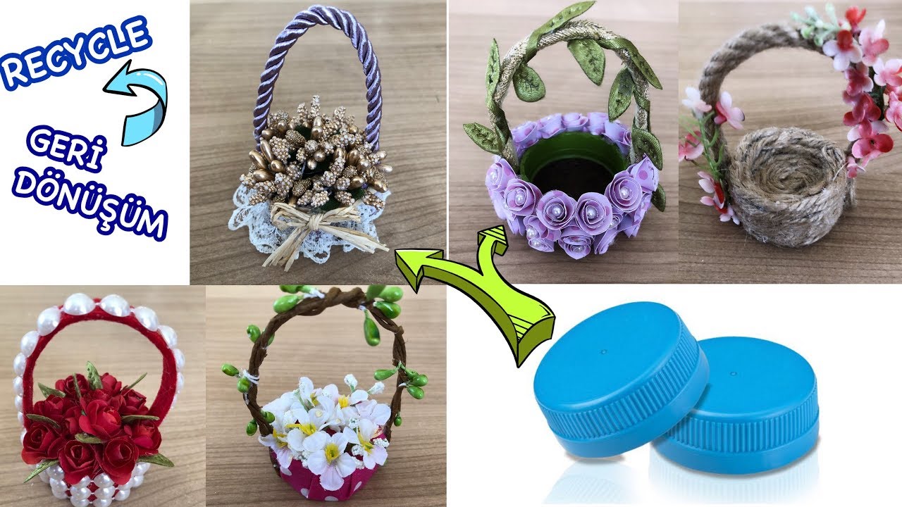 Изготовление корзины из пластиковой крышки для бутылок