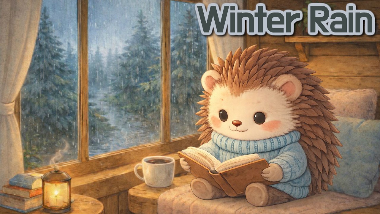 Winter Rain Reading ❄️🦔 | Cozy Game Style Lo-fi for Focus, Reading & Quiet Work