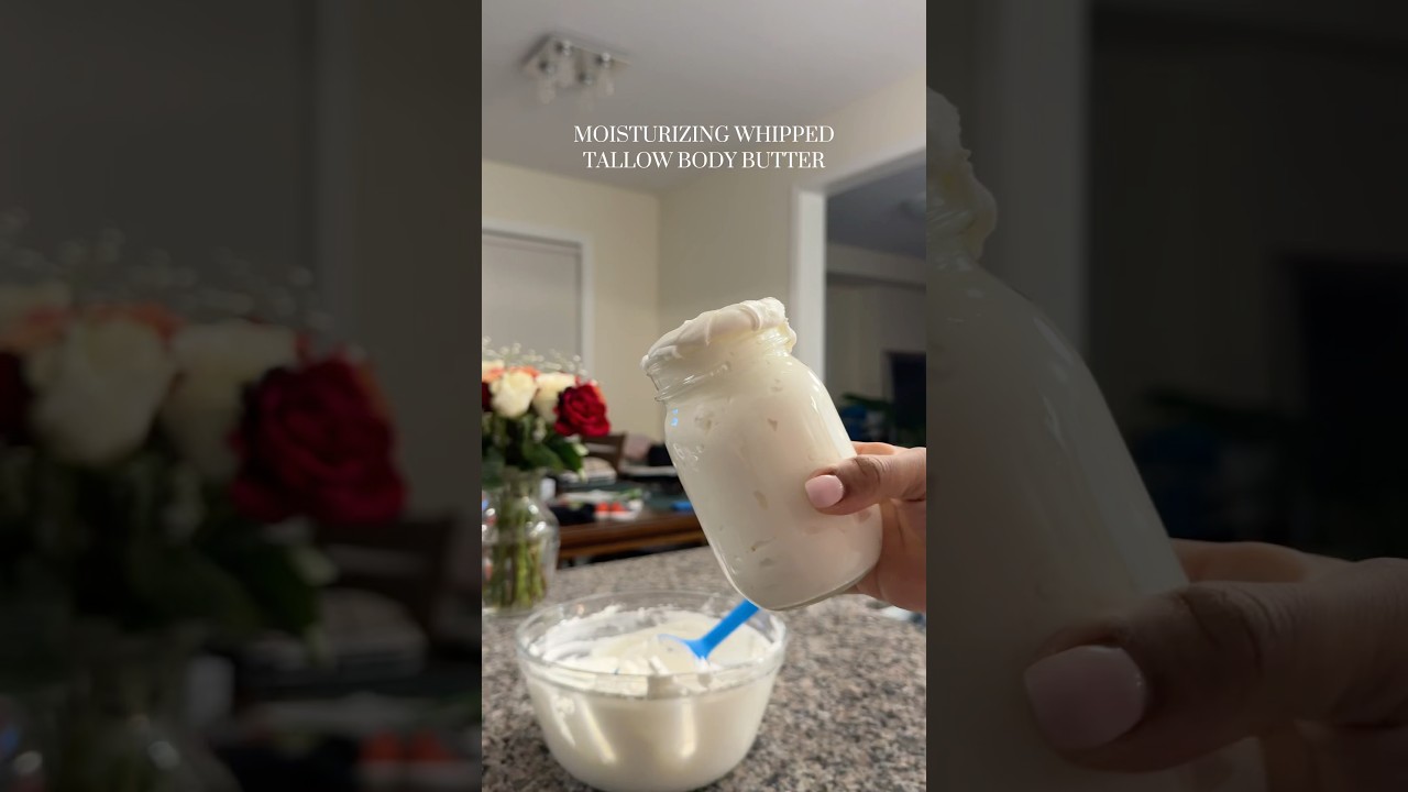 Whipped Tallow Body Butter 🥩🤍 #tallow #diy #skincare #natural #beeftallow #bodybutter