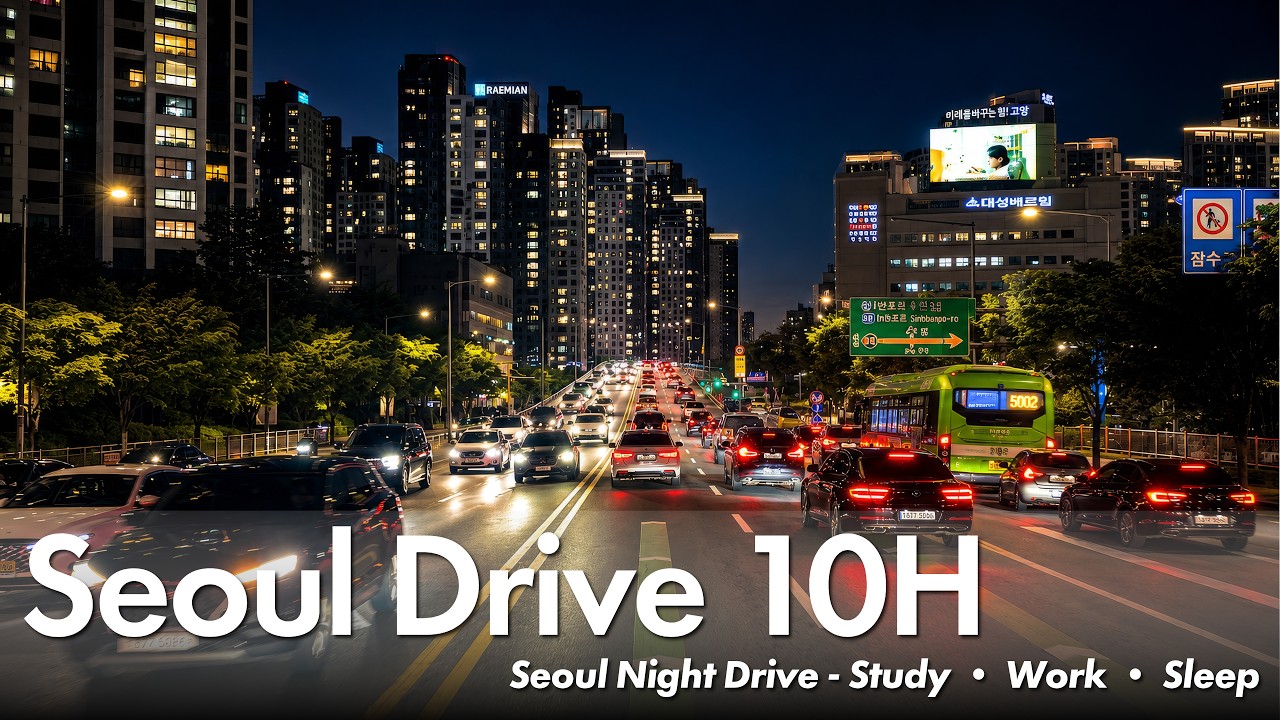 Seoul Drive 🎧 10 Hours - Calm Lo-fi Chill Beats | Relaxing Work, Study