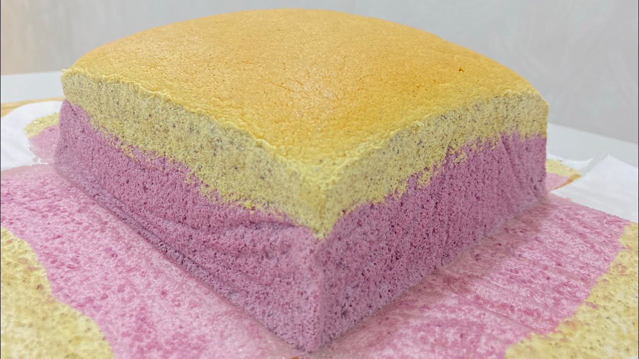 Ombr&eacute; Castella Cake | Black Sesame | Purple Sweet Potatoes | Miss Cheese & Matcha