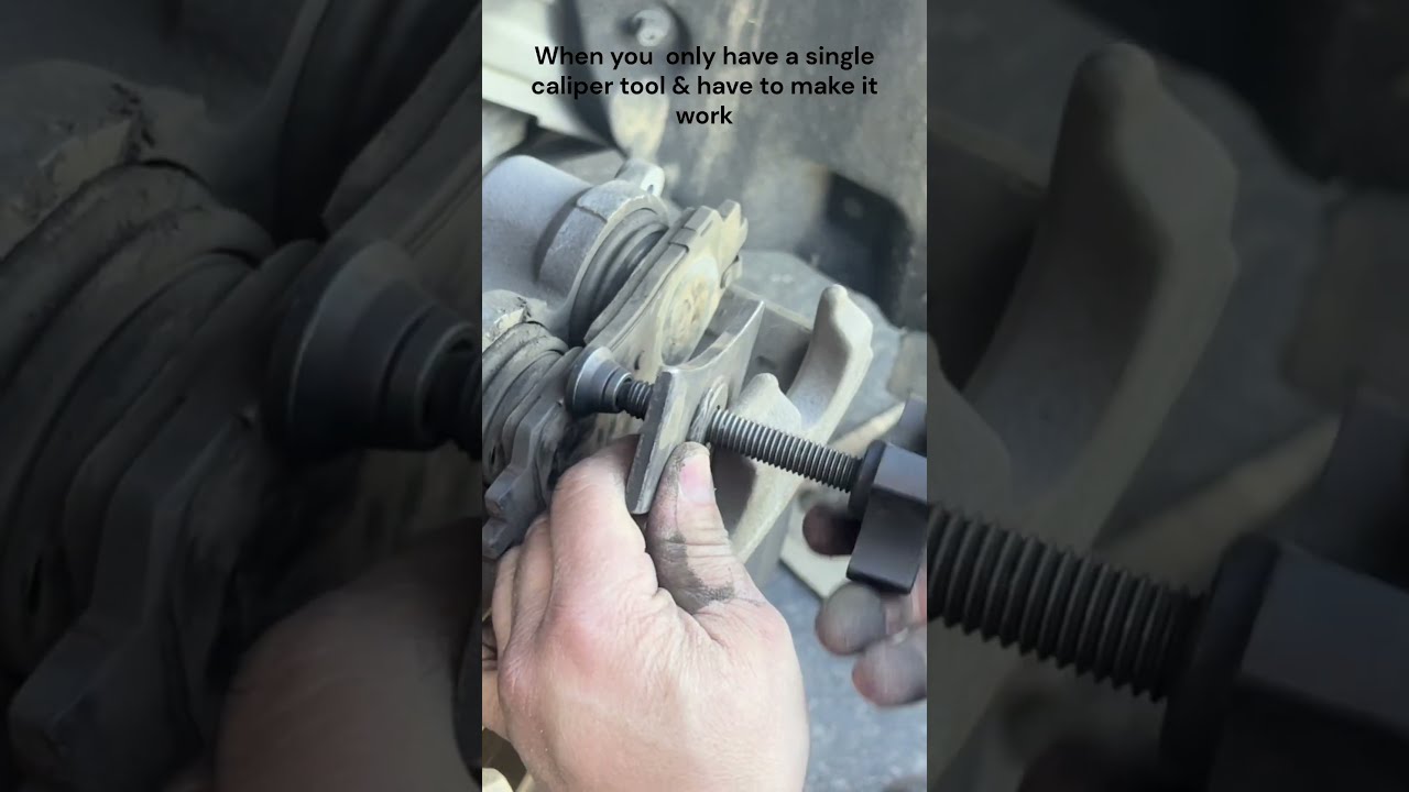 How to push in dual caliper piston with tool 