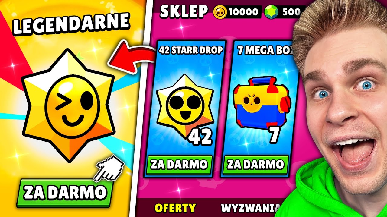 Otworzyłem ⚠️ 50x STARR DROPÓW + 7x MEGA SKRZYNEK (ZA DARMO) 🤑 i TRAFIŁEM TO… 😱 w Brawl Stars!
