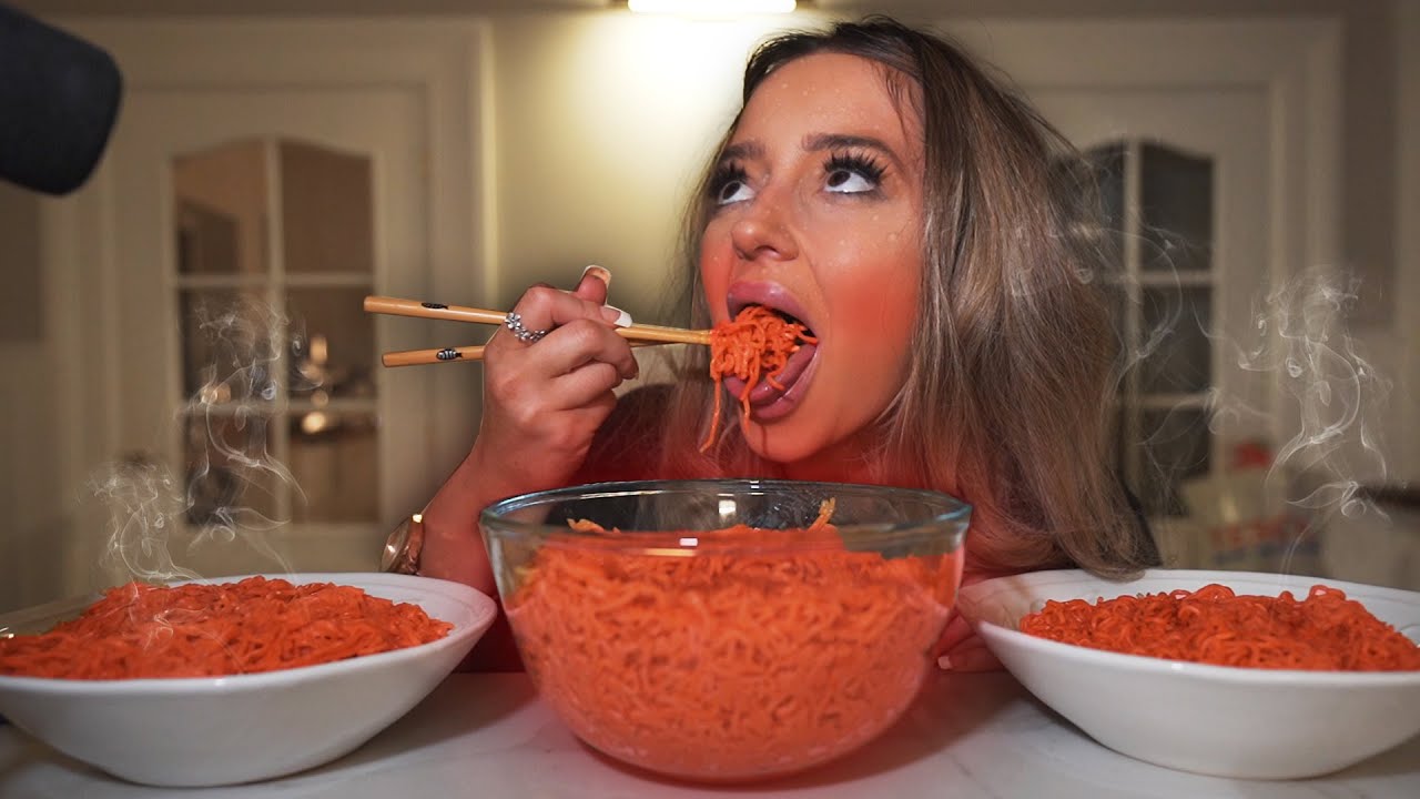 I Tried ASMR NUCLEAR FIRE NOODLES  *i failed*