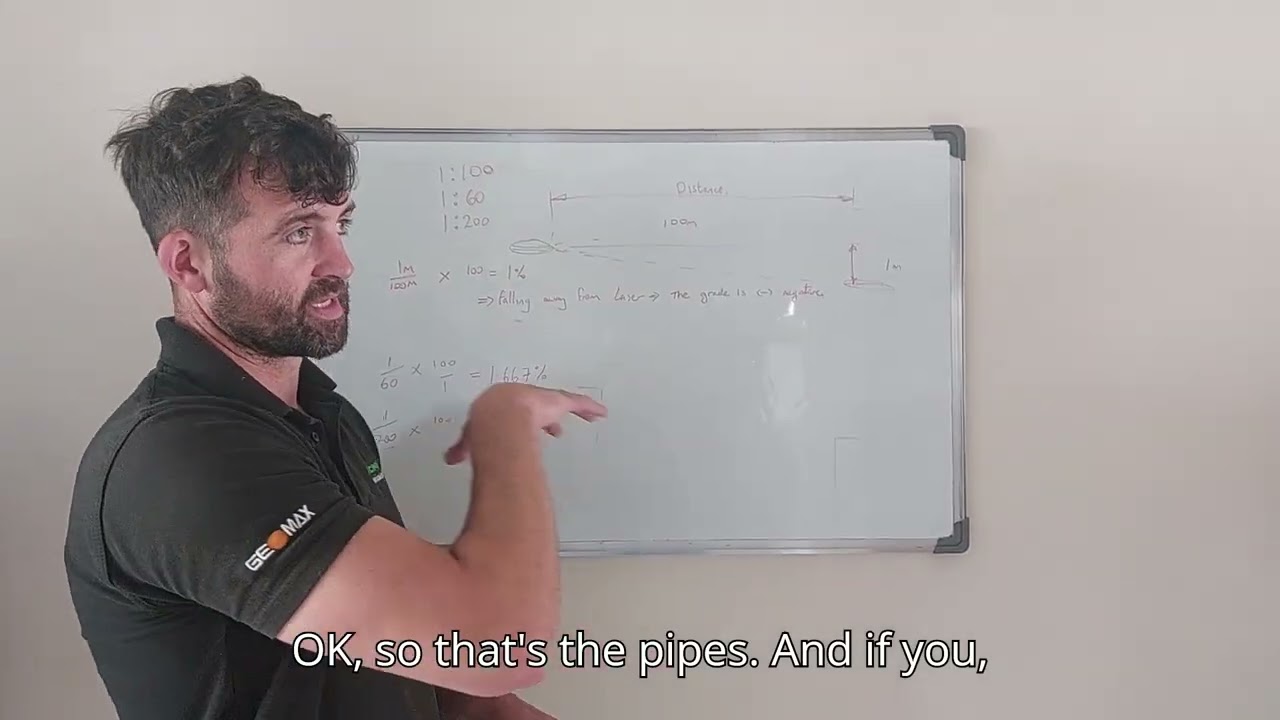 How to calculate grades for falls when using pipe laser or laser level