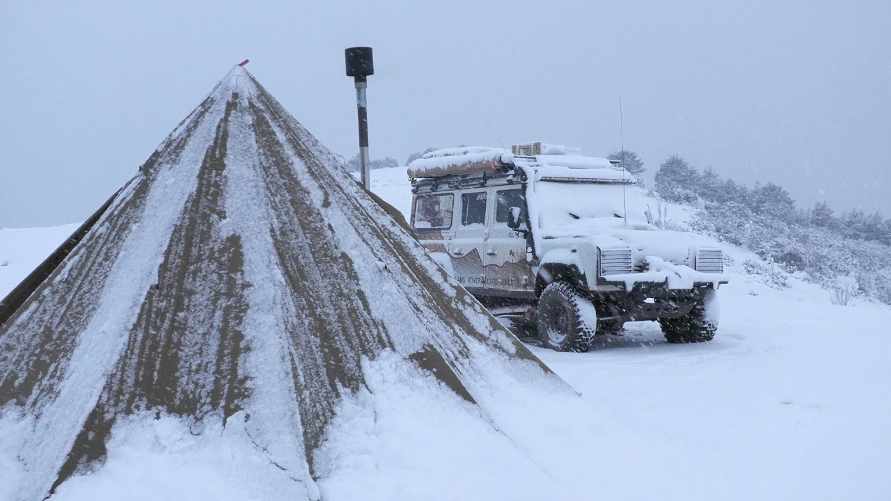HOT TENT CAMPING IN A SNOWSTORM ⛺︎❄️ [cosy, tipi tent camping, blizzard, SNOW CAMP] | ASMR OVERLAND