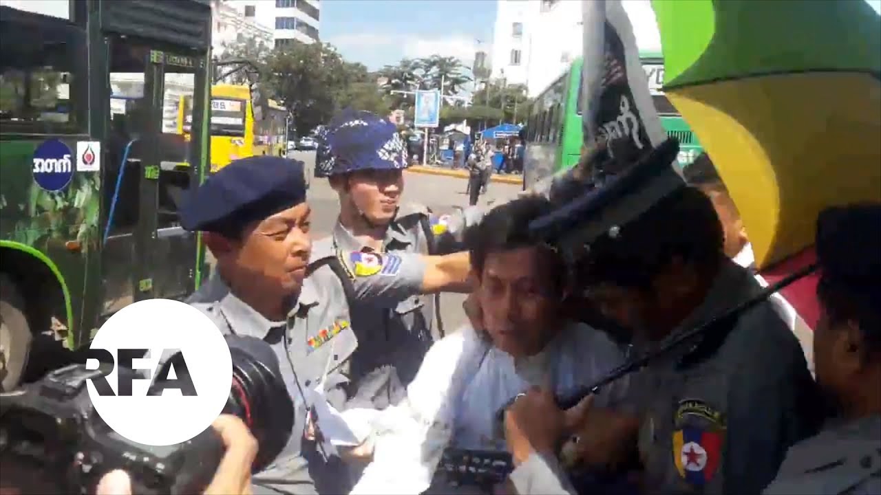 Myanmar Police Violently Arrest Solo Protester | Radio Free Asia (RFA)